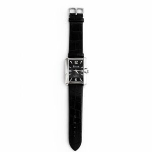Eiger Black Leather Strap Watch